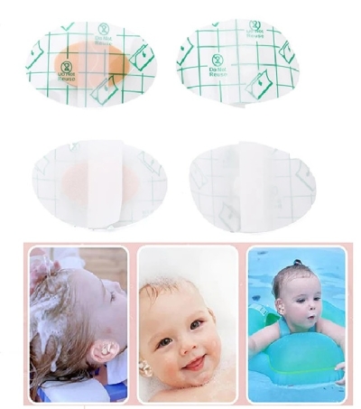 20 Adet Bebek Banyo Havuz Kulak Bandı -Şeffaf Su Geçirmez Yapışkanlı Bant Kuaför Bandı