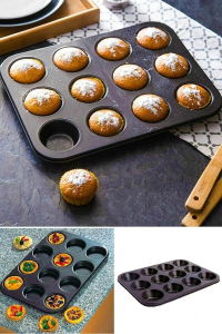 12 Bölmeli Metal Yapışmaz Muffin Kek Kalıbı 