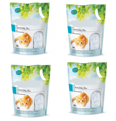 4 Paket Kedi Kumu Silica Kristal Kedi Kumu 1.4 Kg - 3.8 L 