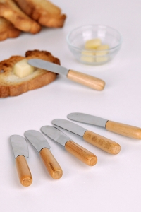 5 Parça Bıçaklı Tereyağı Bıçağı - Mini Spatula Ahşap Saplı Set