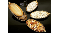 Yaprak Figürlü Çerezlik - Gold  Sunumluk 6 Lı Set 