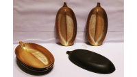 Yaprak Figürlü Çerezlik - Gold  Sunumluk 6 Lı Set 