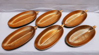 Yaprak Figürlü Çerezlik - Gold  Sunumluk 6 Lı Set 