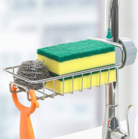 Tek Katlı  Metal Lavabo Rafı Organizer Musluğa Sabitlenir Askılı 