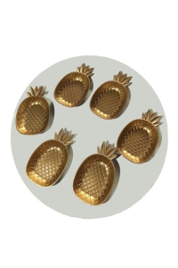 Ananas Figürlü Çerezlik - Gold  Sunumluk 3 Lü Set 