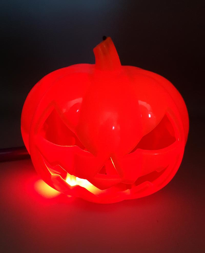Led Işıklı ve Sesli Saplı Balkabağı Turuncu Dekor Süs- Halloween Cadı Konsept