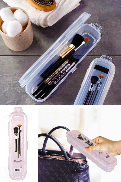 Multi Şeffaf Kapaklı Çanta İçi Saklama - Diş Fırçası - Makyaj Fırçası - Kalemlik Kutusu
