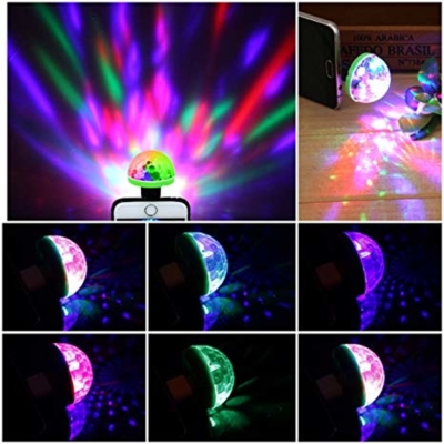 Sese Duyarlı USB Girişli RGB Renkli Mini Disko Topu Led Lambası - Ev - Araç 
