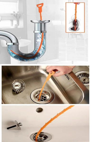 Banyo Klozet Lavabo Saç Toplayıcı Gider Temizleme Aparat Esnek Boru Temizleme Fırçası