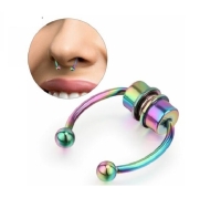 Hologram Mıknatıslı Fake Burun Piercing -Top Ve Ok Uçlu Paslanmaz Septum Deliksiz Pirsing