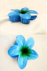 Mavi Lotus Çiçek Parlak Akrilik Kadın Vintage Mandal Toka