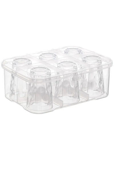Su Bardağı Taşıma Kutusu Büyük Şeffaf - 6 Bardak Kapasiteli Piknik Kutusu