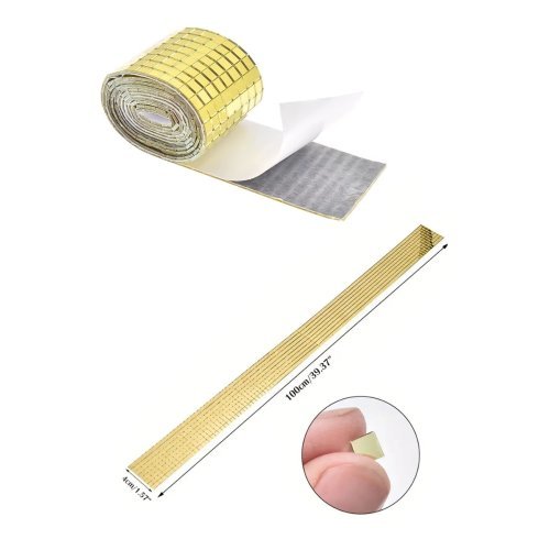 1 Metre Gold Renk Aynalı Mozaik Taşlı Dekor Süsleme Bandı 1 mt x 4 cm 