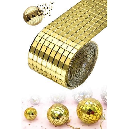 1 Metre Gold Renk Aynalı Mozaik Taşlı Dekor Süsleme Bandı 1 mt x 4 cm 