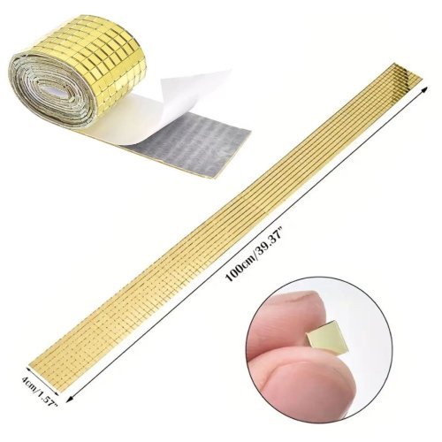 1 Metre Gold Renk Aynalı Mozaik Taşlı Dekor Süsleme Bandı 1 mt x 4 cm 