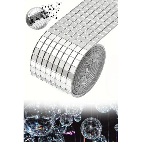 1 Metre Gümüş Renk Aynalı Mozaik Taşlı Dekor Süsleme Bandı 1 mt x 4 cm 