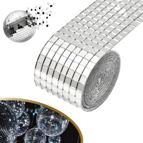 1 Metre Gümüş Renk Aynalı Mozaik Taşlı Dekor Süsleme Bandı 1 mt x 4 cm 