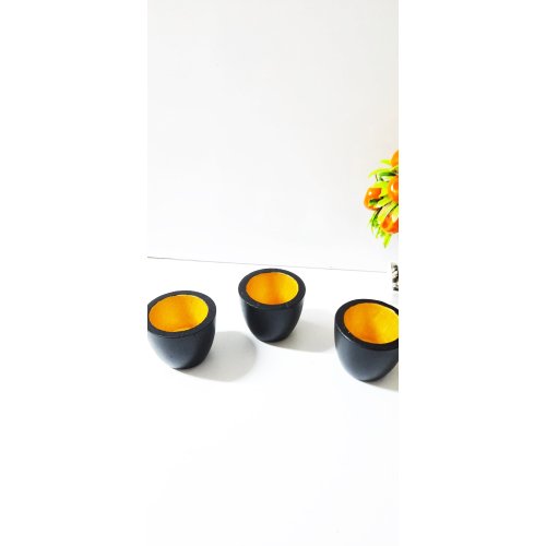 3 lü Sukulent Saksı - Siyah Gold Kaktüs Saksı Beton Çiçek Saksısı 