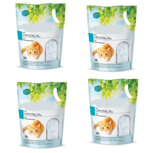 4 Paket Kedi Kumu Silica Kristal Kedi Kumu 1.4 Kg - 3.8 L 