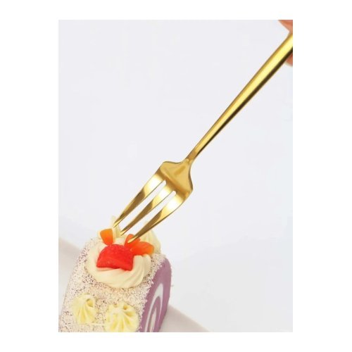 6 Adet Mini Boy Lüx Gold Fondü Çatalı Paslanmaz Çelik 14 Cm Tatlı Çatalı