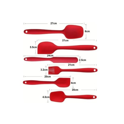 6 lı Set Yanmaz Yapışmaz Mutfak Pasta Slikon Yumurta Fırçası Kaşık Bıçak Spatula Seti
