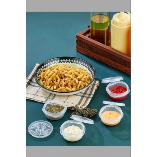 6 lı Yelpaze Kapaklı Şeffaf Mini Sosluk- Ketçap Mayonez Kabı- Kahve Yanı Şeker Lokumluk
