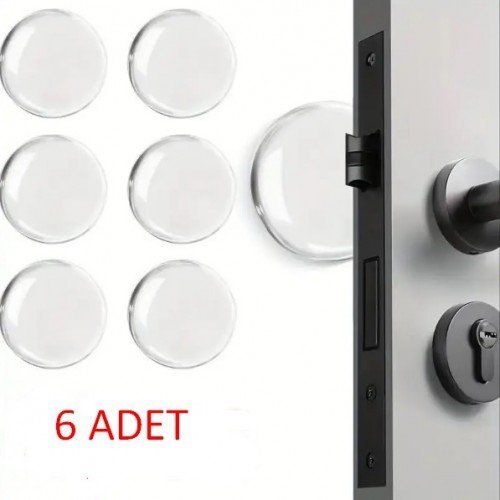 6lı Şeffaf Silikon Mobilya ve Kapı Durdurucu Darbe Pedi Yuvarlak 