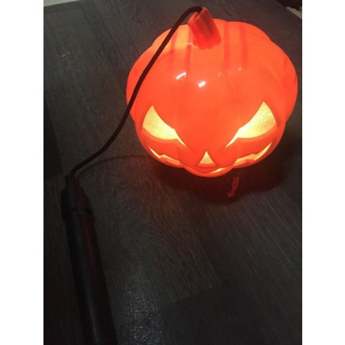 Led Işıklı ve Sesli Saplı Balkabağı Turuncu  Dekor Süs- Halloween Cadı Konsept