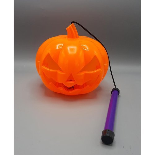 Led Işıklı ve Sesli Saplı Balkabağı Turuncu  Dekor Süs- Halloween Cadı Konsept