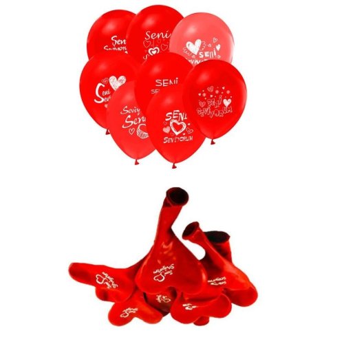 Seni Seviyorum Yazılı 10lu Kalp Balon
