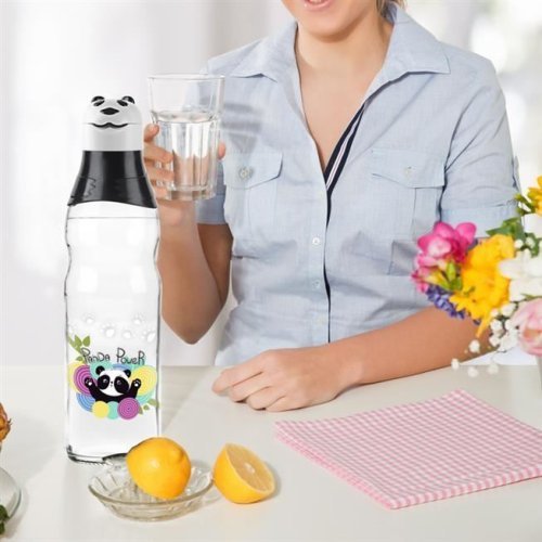 Sevimli Panda Tasarımlı Cam Suluk  Sızdırmaz 1000 ML