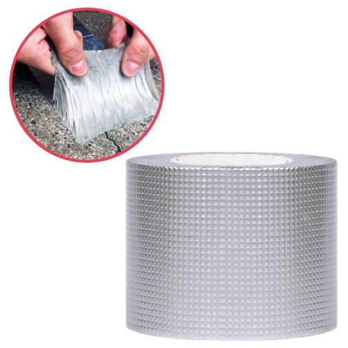 Folyo Kauçuk Bant Yapışkanlı Su Geçirmez Çatı Boru Tamir Bandı (5 Metre x 10 Cm)