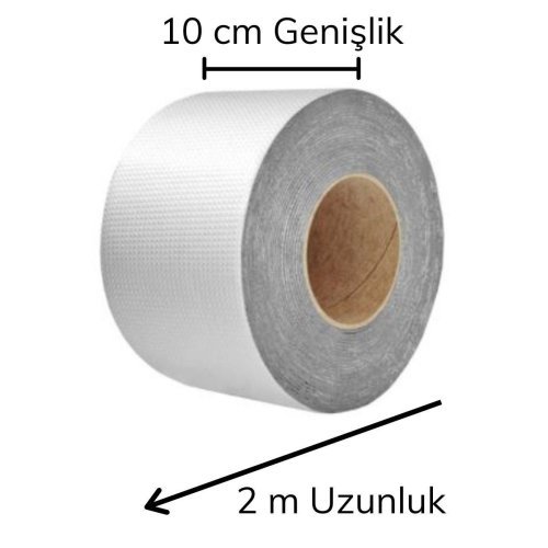 Folyo Kauçuk Bant Yapışkanlı Su Geçirmez Çatı Boru Tamir Bandı (2Metre x 10 Cm)