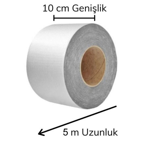 Folyo Kauçuk Bant Yapışkanlı Su Geçirmez Çatı Boru Tamir Bandı (5 Metre x 10 Cm)