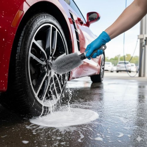 Gri Oto Jant Temizleme Fırçası – Ergonomik Saplı Lastik Jant Detay Temizliği İçin Güçlü Kıllı Fırça