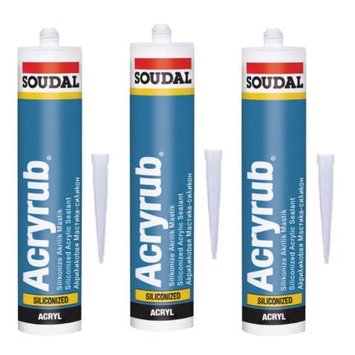 Soudal Silikonize Mastik Yapıştırıcı Beyaz 500gr 3 Ad Duşakabin Pencere Derz Su Geçirmez Boyanabilir