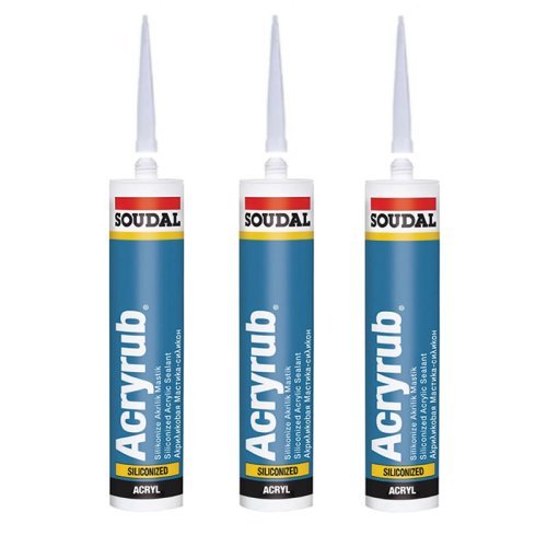Soudal Silikonize Mastik Yapıştırıcı Beyaz 500gr 3 Ad Duşakabin Pencere Derz Su Geçirmez Boyanabilir
