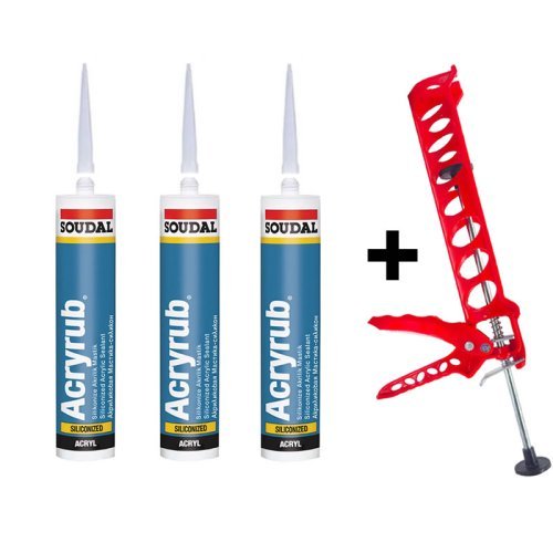 Soudal Silikonize Mastik Yapıştırıcı Gri 500gr 3 Adet Derz Su Geçirmez Boyanabilir-Silikon Tabancası